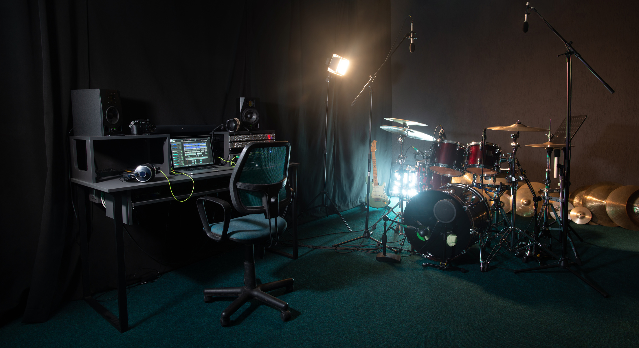 Recording Studio with Drum Kit